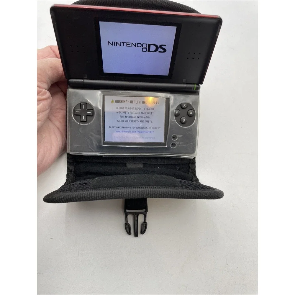 Nintendo DS Lite Handheld Console USG-001 Red+Charger+Case+6 Games-TESTED FINE